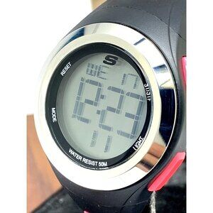 Skechers Women's Watch SR2019W Digital Quartz Pink Black Rubber Band 33mm